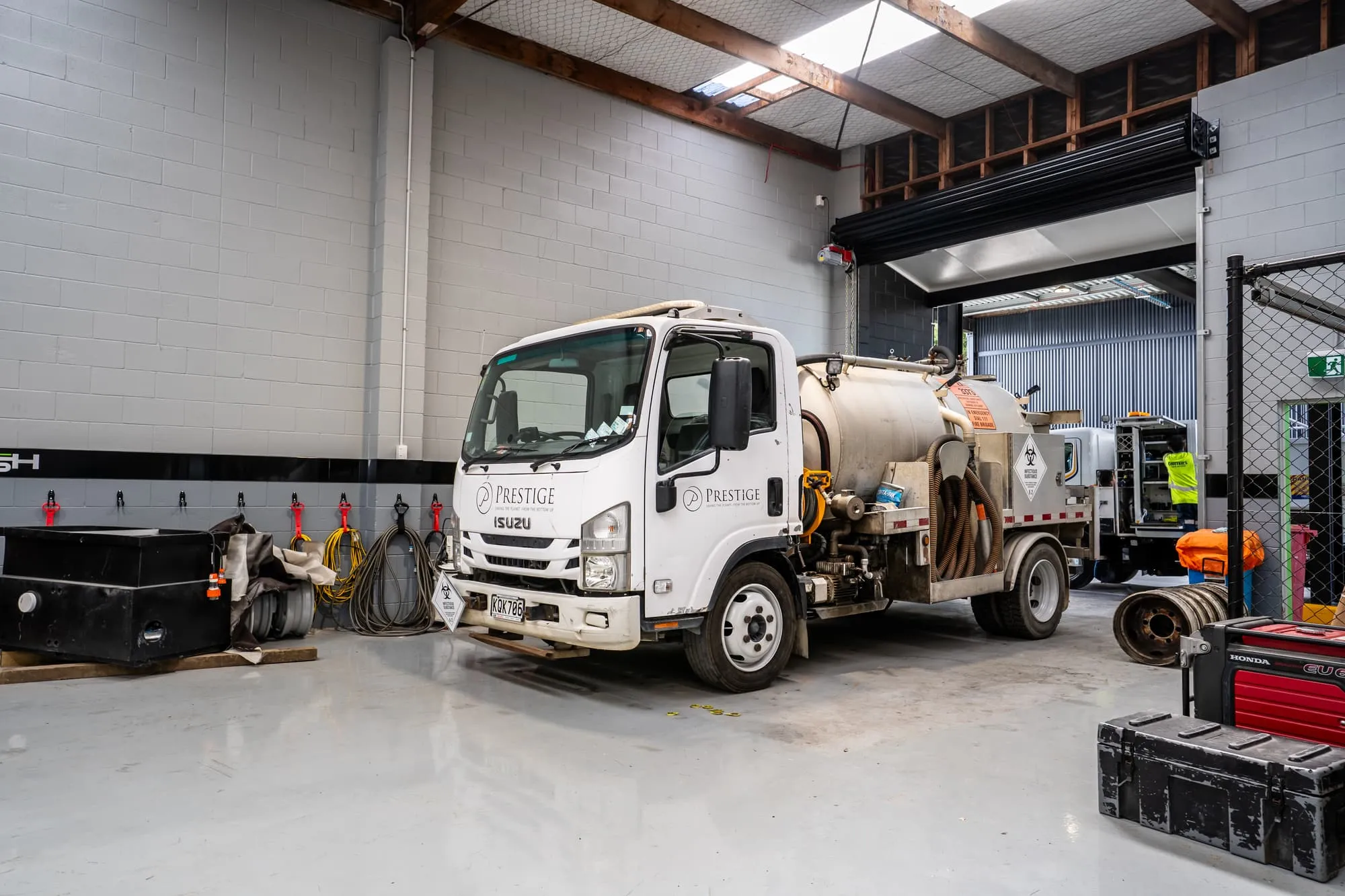 A Prestige pump truck in the FLSSH workshop