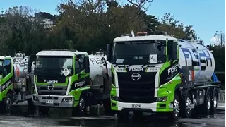 FLSSH pump trucks lined up at the depot